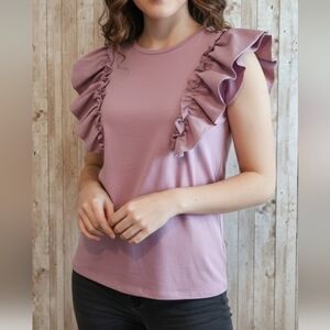 Women's a...love story puff Sleeve Top, Size M, Pink
